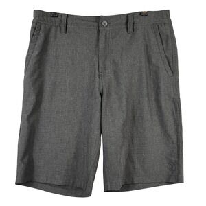 Hang Ten Mens 32 Hybrid Shorts Charcoal Gray Striped Stretch Drawstring Casual